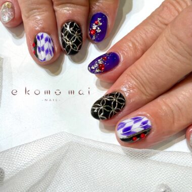 溝ノ口ネイルサロン　パラジェル　フィルイン　ネイル　 秋ネイル フレンチネイル 秋ネイル　アートネイル　和柄ネイル　アートネイル