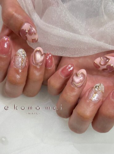溝ノ口ネイルサロン　パラジェル　フィルイン　ネイル　 秋ネイル フレンチネイル 秋ネイル　ニュアンスネイル　アートネイル　ニュアンスネイル　ハートネイル