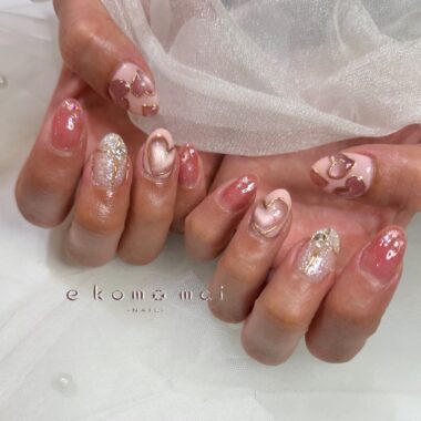 溝ノ口ネイルサロン　パラジェル　フィルイン　ネイル　 秋ネイル フレンチネイル 秋ネイル　ニュアンスネイル　アートネイル　ニュアンスネイル　ハートネイル