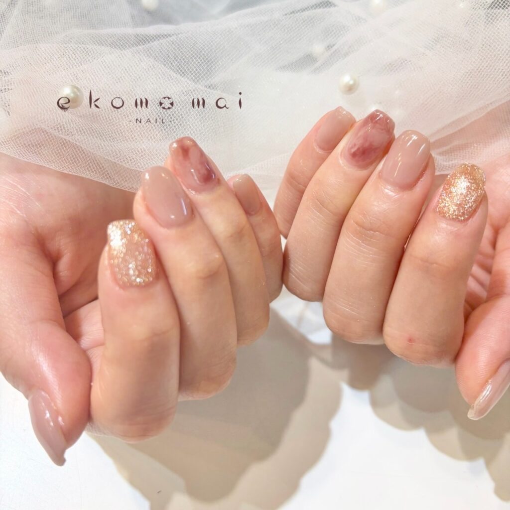 溝ノ口ネイルサロン　パラジェル　フィルイン　ネイル　 秋ネイル フレンチネイル 秋ネイル　ニュアンスネイル　アートネイル　ニュアンスネイル　マーブルネイル