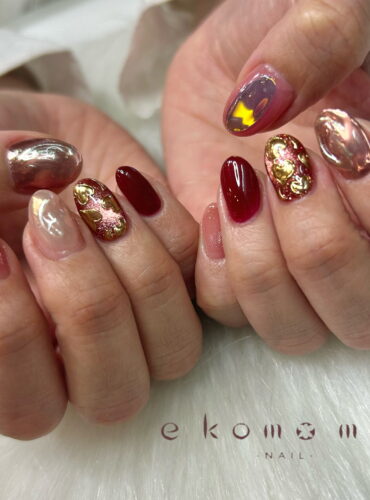 溝ノ口ネイルサロン　パラジェル　フィルイン　ネイル　 秋ネイル フレンチネイル 秋ネイル　ニュアンスネイル　アートネイル　ニュアンスネイル　ハートネイル