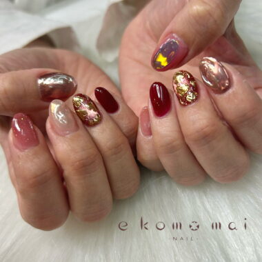 溝ノ口ネイルサロン　パラジェル　フィルイン　ネイル　 秋ネイル フレンチネイル 秋ネイル　ニュアンスネイル　アートネイル　ニュアンスネイル　ハートネイル