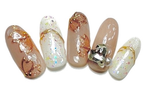 溝ノ口ネイルサロン　パラジェル　フィルイン　ネイル　マグネットネイル　オフィスネイル　シンプルネイル　　マグネットネイル 桜ネイル