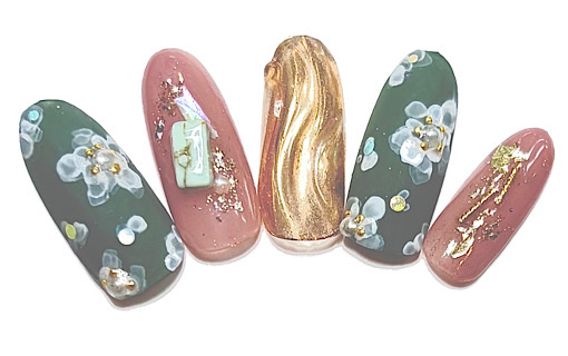 溝ノ口ネイルサロン　パラジェル　フィルイン　ネイル　マグネットネイル　オフィスネイル　シンプルネイル　　マグネットネイル フラワーネイル