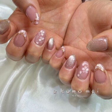 溝ノ口ネイルサロン　パラジェル　フィルイン　春ネイル　マグネットネイル　オフィスネイル　シンプルネイル　　マグネットネイル 桜ネイル
