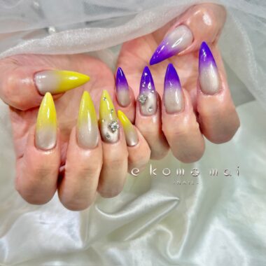 溝ノ口ネイルサロン　パラジェル　フィルイン　春ネイル　マグネットネイル　オフィスネイル　シンプルネイル　　マグネットネイル グラデーションネイル　ネオンネイル