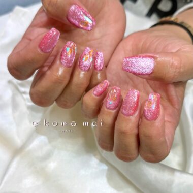 溝ノ口ネイルサロン　パラジェル　フィルイン　春ネイル　マグネットネイル　オフィスネイル　シンプルネイル　　マグネットネイル マグネットネイル