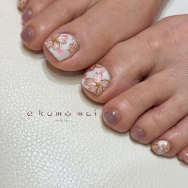 溝ノ口ネイルサロン　パラジェル　フィルイン　春ネイル　マグネットネイル　オフィスネイル　シンプルネイル　　マグネットネイル 桜ネイル