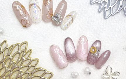 溝ノ口ネイルサロン　パラジェル　フィルイン　春ネイル　マグネットネイル　オフィスネイル　シンプルネイル　　マグネットネイル 桜ネイル