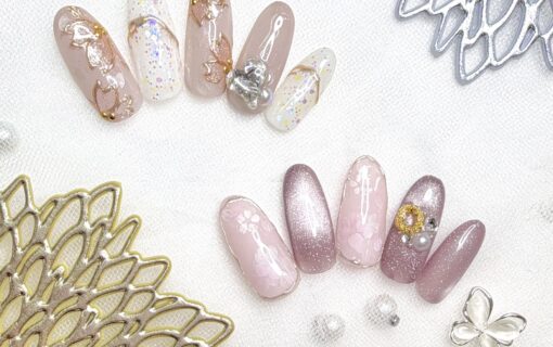 溝ノ口ネイルサロン　パラジェル　フィルイン　春ネイル　マグネットネイル　オフィスネイル　シンプルネイル　　マグネットネイル 桜ネイル