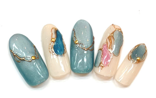 溝ノ口ネイルサロン　パラジェル　フィルイン　ネイル　マグネットネイル　オフィスネイル　シンプルネイル　　マグネットネイル フレンチネイル