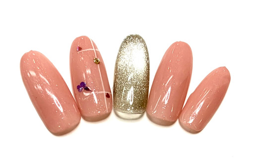 溝ノ口ネイルサロン　パラジェル　フィルイン　ネイル　マグネットネイル　オフィスネイル　シンプルネイル　　マグネットネイル フレンチネイル