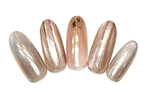 溝ノ口ネイルサロン　パラジェル　フィルイン　ネイル　マグネットネイル　オフィスネイル　シンプルネイル　　マグネットネイル フレンチネイル