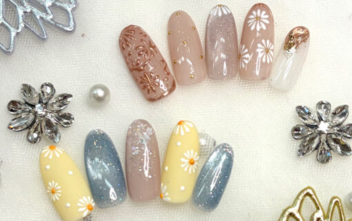 溝ノ口ネイルサロン　パラジェル　フィルイン　ネイル　マグネットネイル　オフィスネイル　シンプルネイル　　マグネットネイル マーガレットネイル