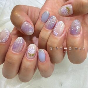 溝ノ口ネイルサロン　パラジェル　フィルイン　春ネイル　マグネットネイル　オフィスネイル　シンプルネイル　　マグネットネイル　紫陽花ネイル