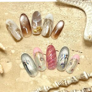 溝ノ口ネイルサロン　パラジェル　フィルイン　ネイル　マグネットネイル　オフィスネイル　シンプルネイル　　マグネットネイル 夏ネイル