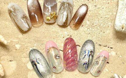 溝ノ口ネイルサロン　パラジェル　フィルイン　ネイル　マグネットネイル　オフィスネイル　シンプルネイル　　マグネットネイル 夏ネイル
